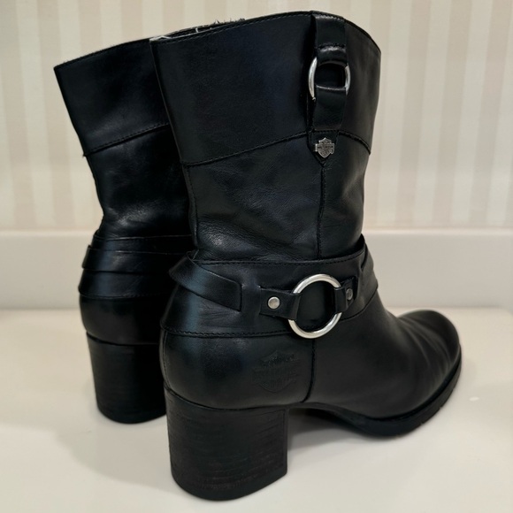 Harley Davidson Black Leather Riding Boots Women’s Size 7 D85397 - Picture 4 of 16